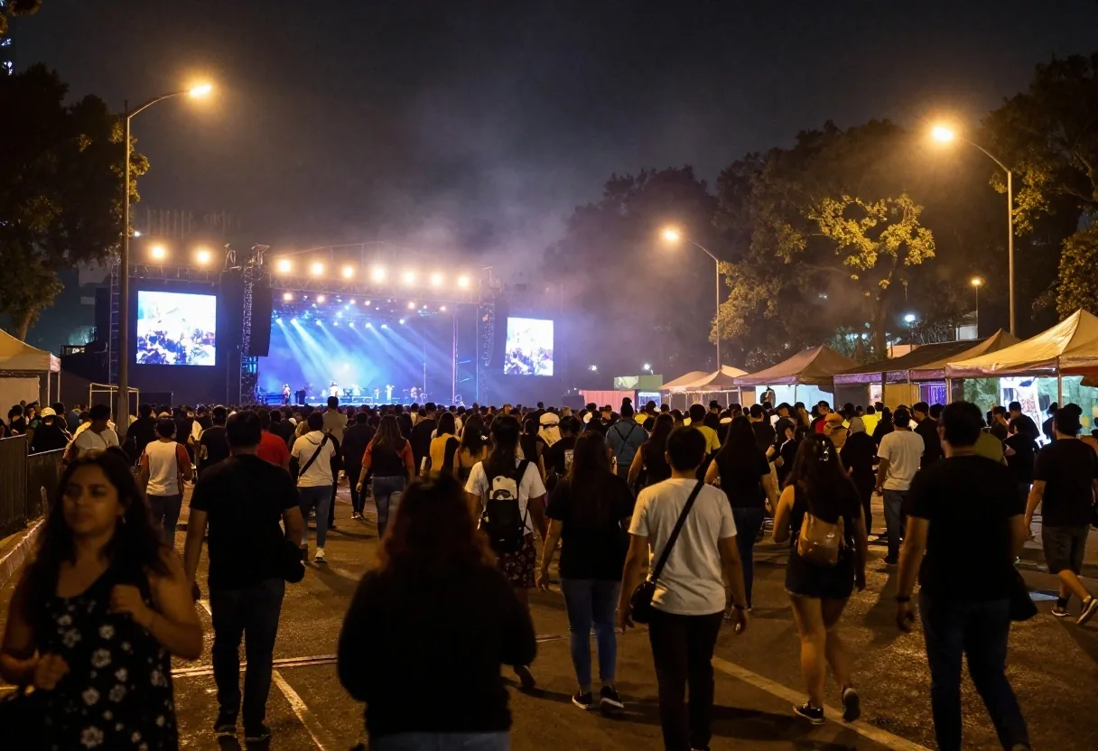 Escenario principal de Flow Fest de noche