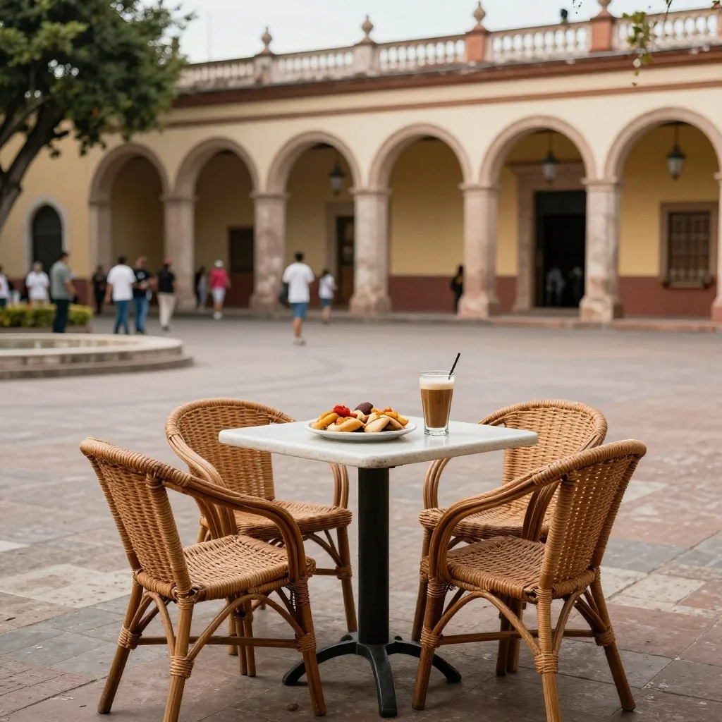Café y picadas en los portales de Veracruz