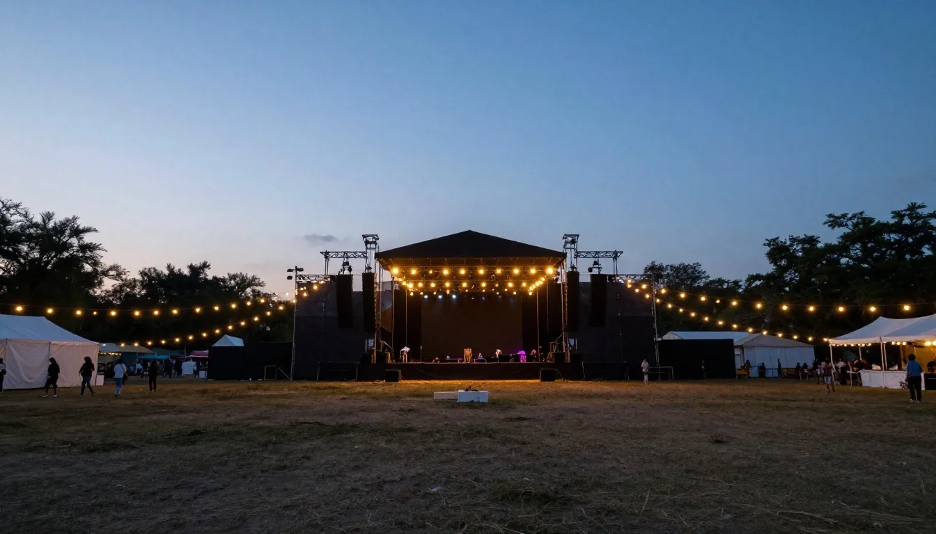 Multitud nocturna frente al escenario principal de un festival en México