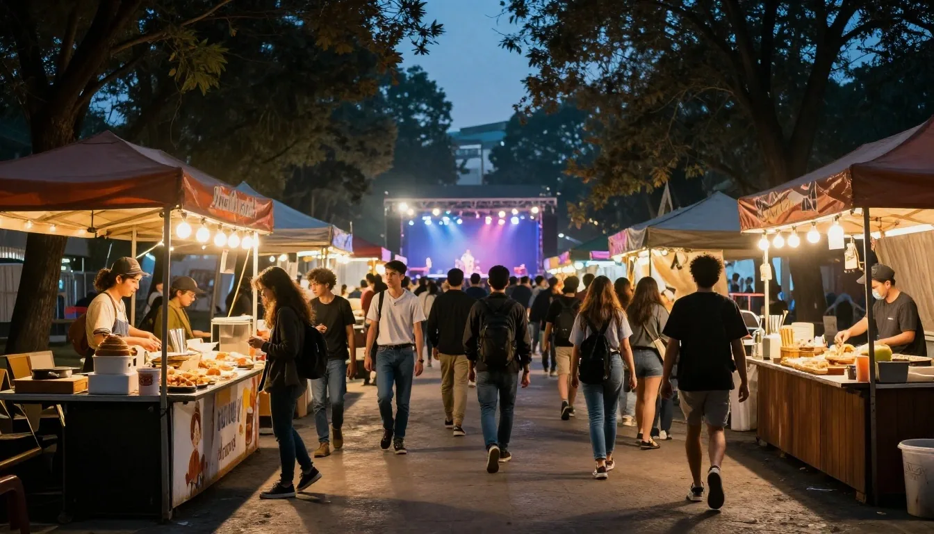 Multitud nocturna frente al escenario principal de Flow Fest en Ciudad de México