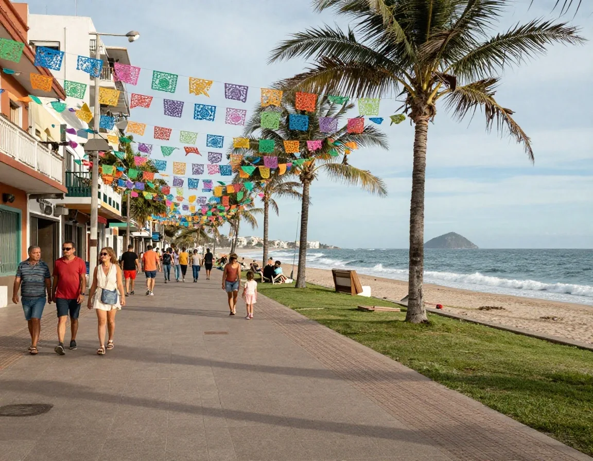 Comparsa diurna en avenida costera de Veracruz